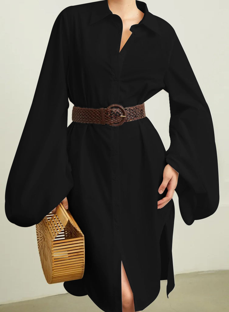 Autumn And Winter Women's Loose Long Sleeve Shirt Dress 3