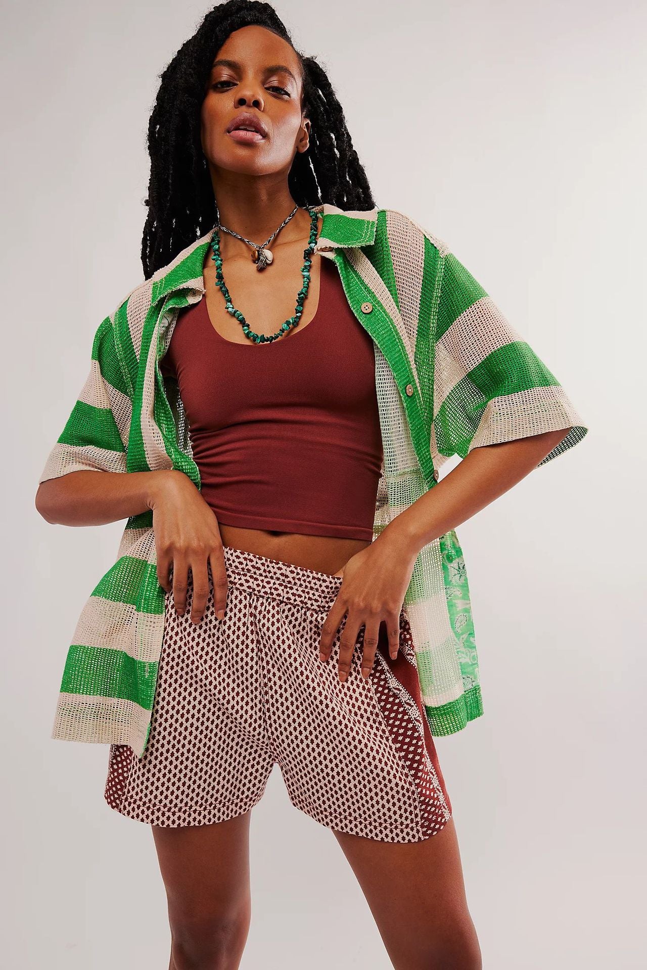 Women Striped Plaid Casual Shorts 10