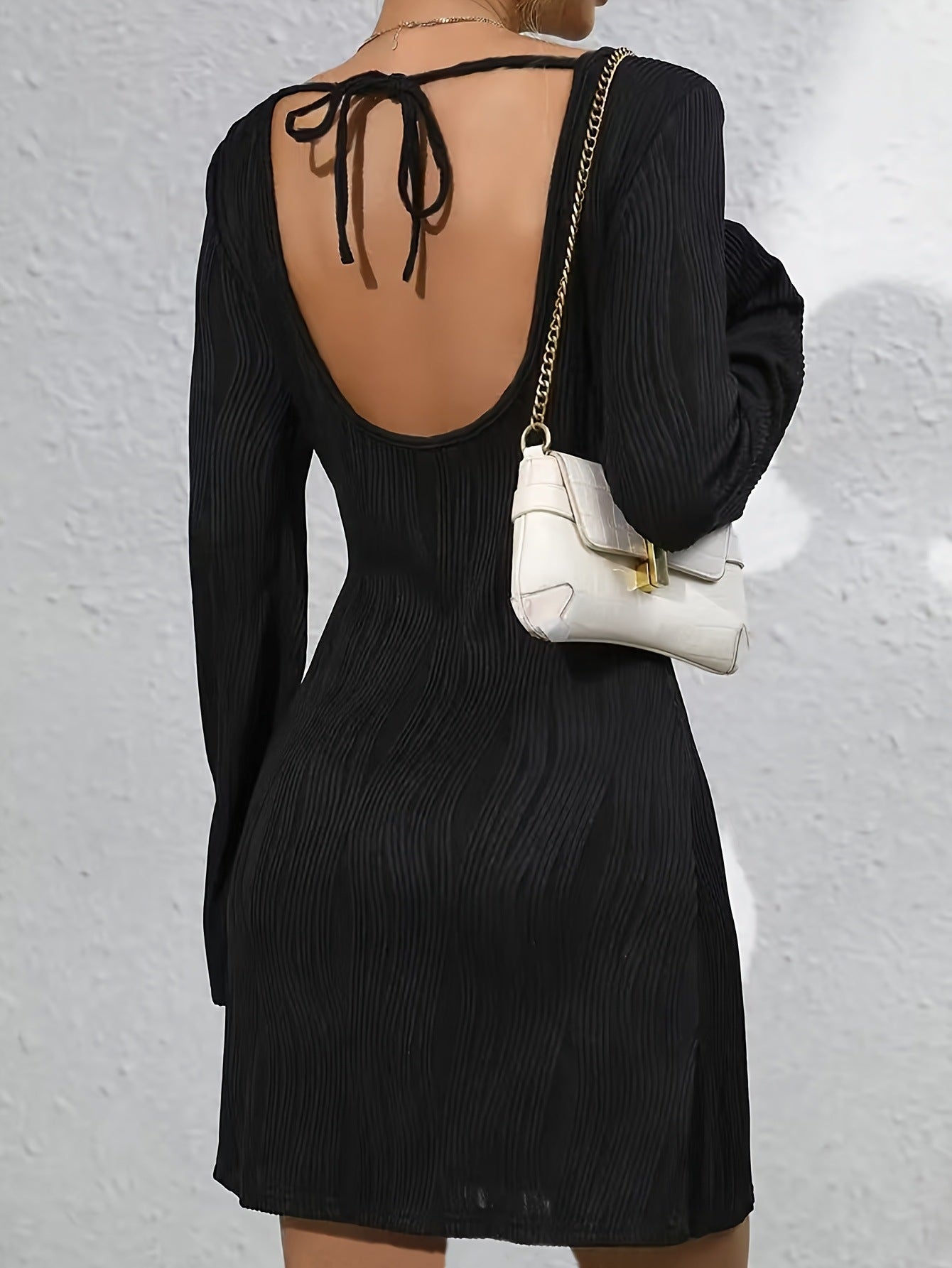 Autumn Trendy Low Back Lace-Up Women's Elegant Dress 5