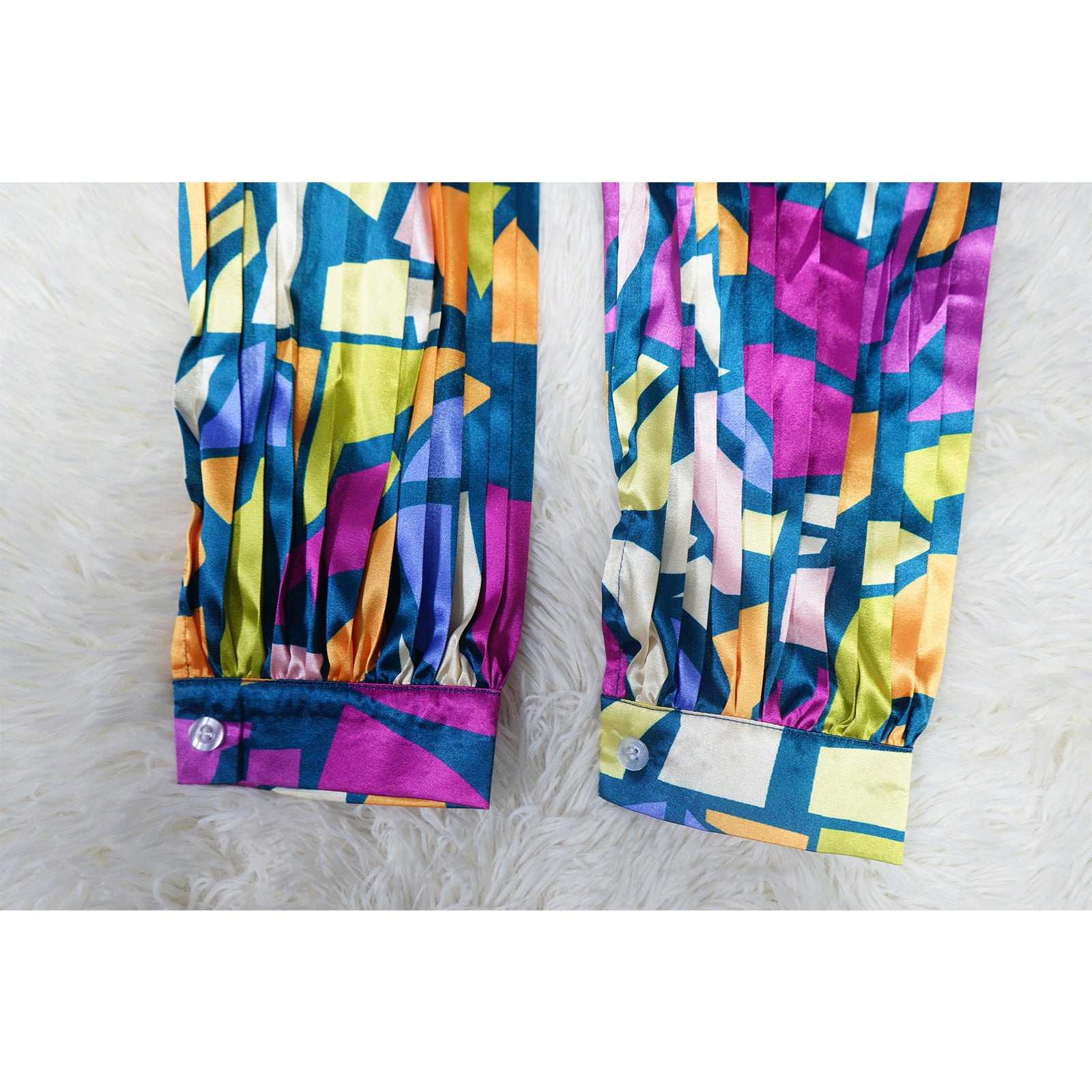 Women Autumn Printed Long Sleeve Pleated Dress 18