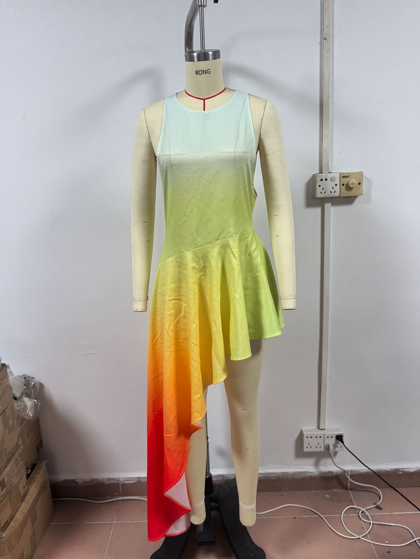 Women autumn sexy Holidays printed gradient strap dress 8