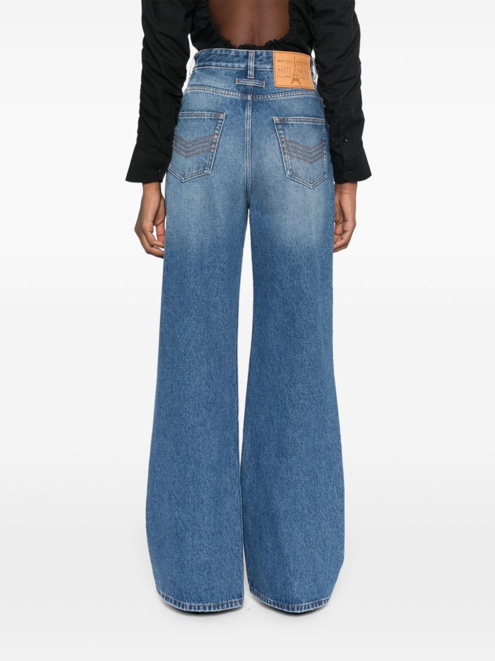 High Waist Elastic Button Straight-Leg Denim Pants