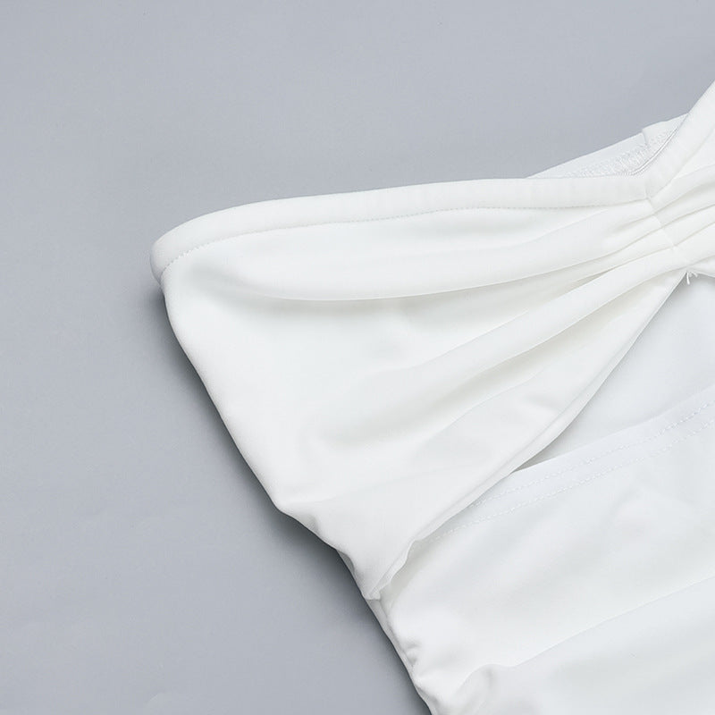 Women Summer Women Beach Holidays Strapless Hollow Dress 14