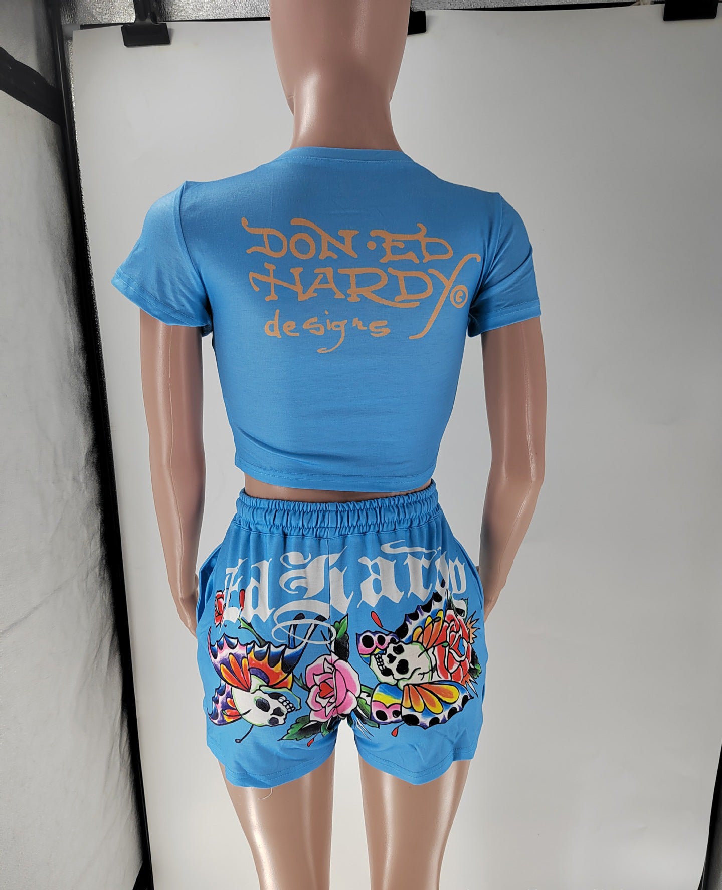 Women Print Short Sleeve Top and Shorts Two-piece Set 7