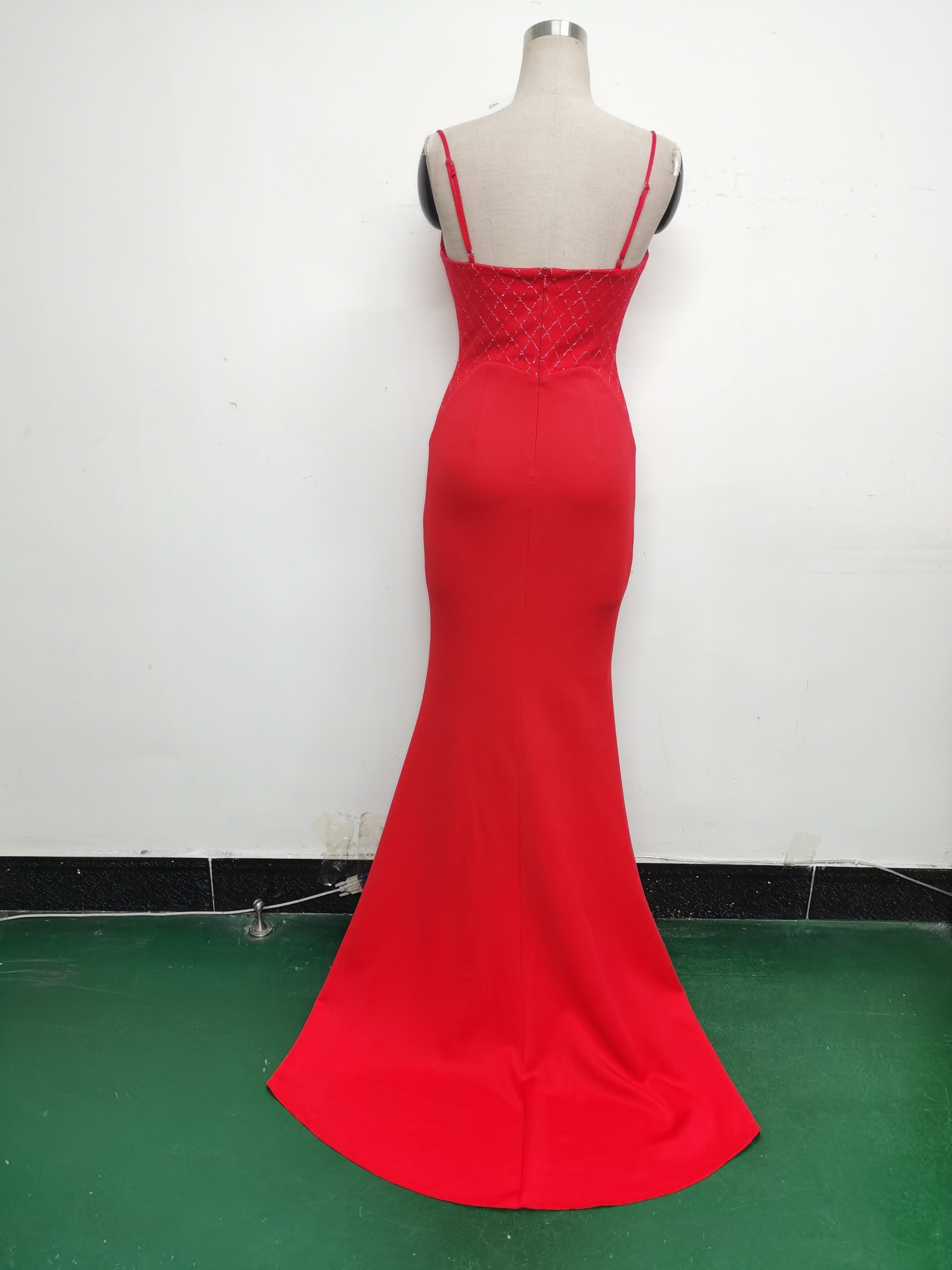 Women Fishbone Lace Sequin Formal Dinner Wedding Fishtail Evening Dress 39