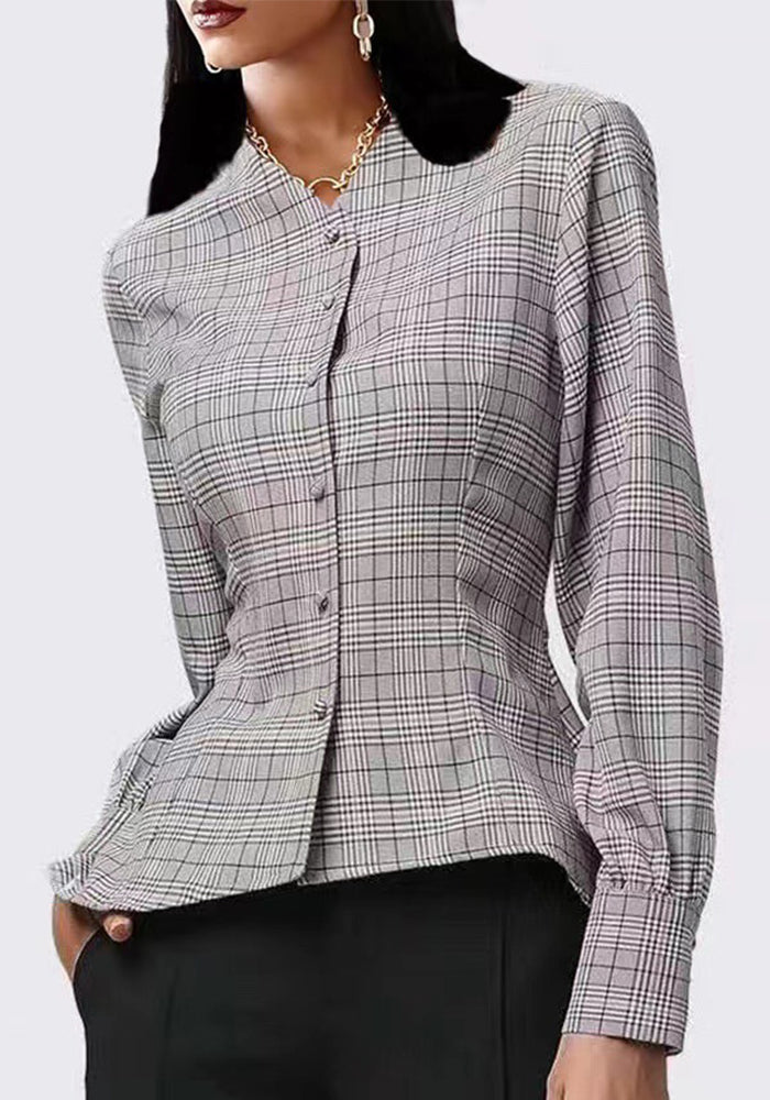 Autumn Winter Plaid Slim Fit Long Sleeve Shirt