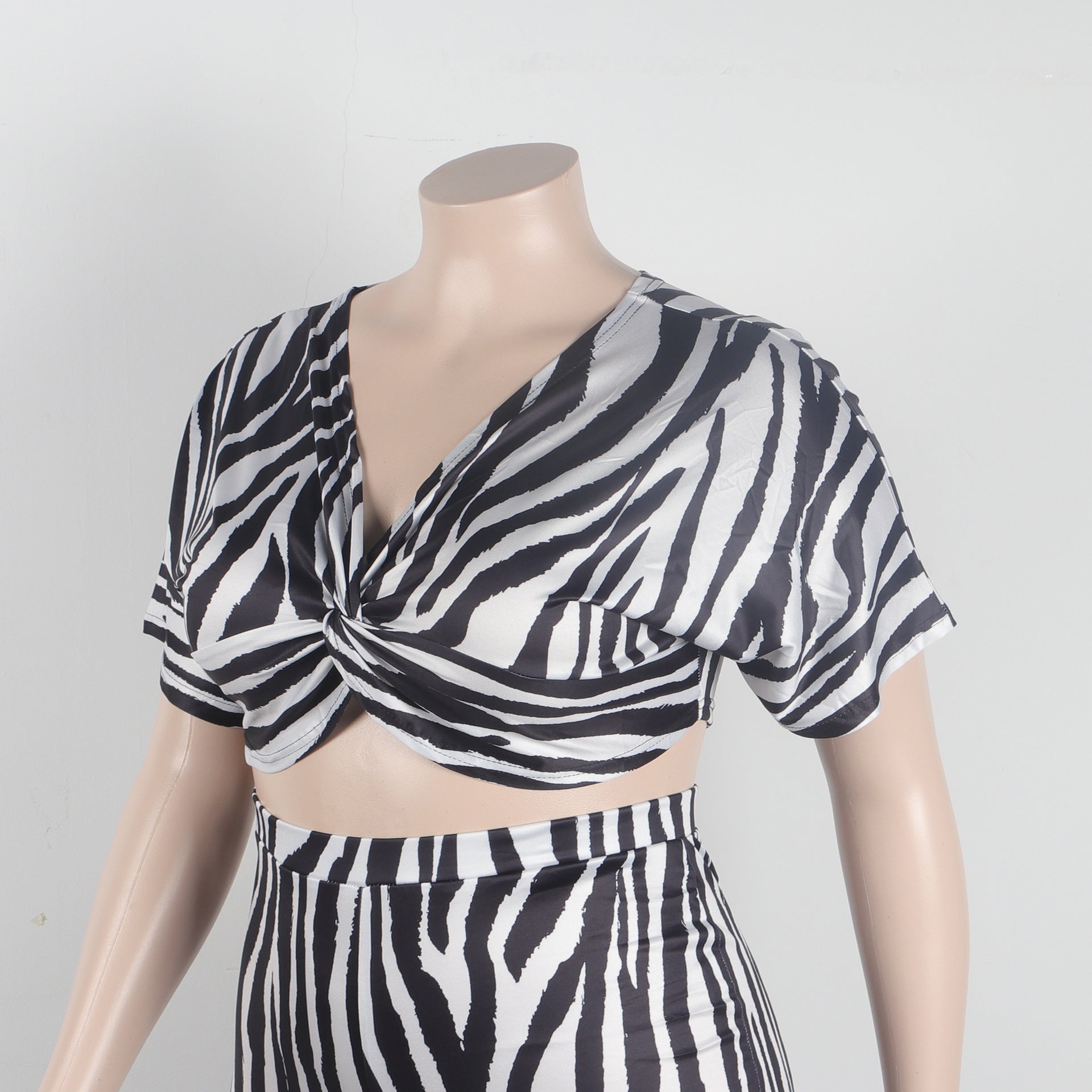 Sexy zebra print bootcut two-piece trouser suit 13