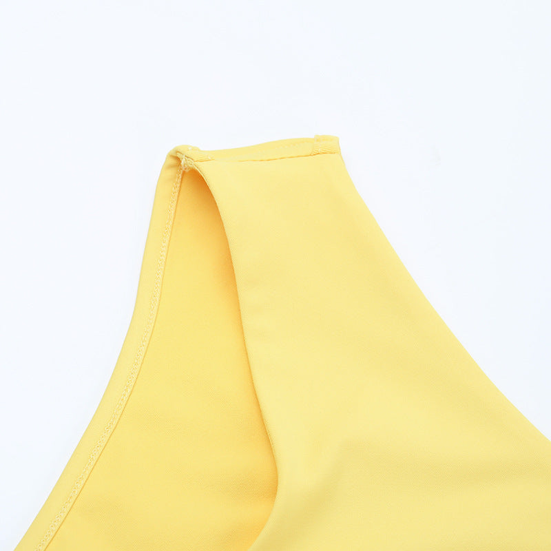 Slash Shoulder Cut-Out Lace-Up Butterfly Decoration Summer Solid Color Bodycon Dress 11