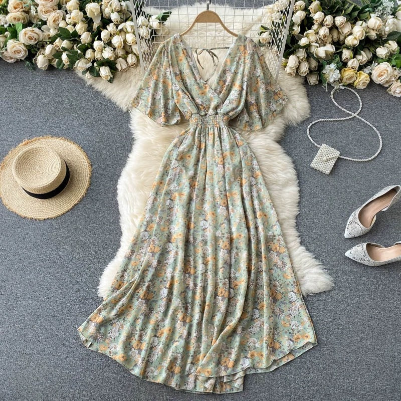 Women Summer Sexy V-Neck Beach Holidays Dress 8