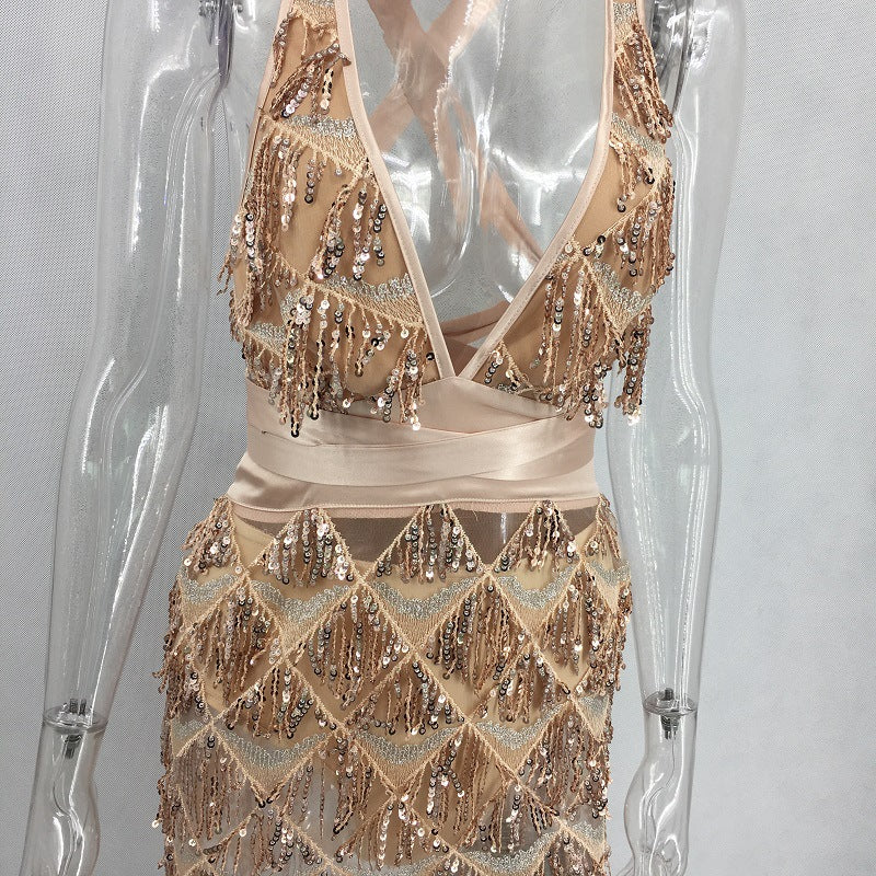 Tassel Sexy Nightclub Dress Autumn Party Wear 10