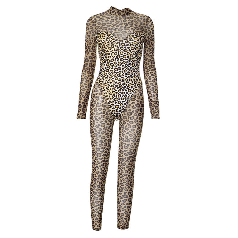 Women Long Sleeve Sexy See-Through Jumpsuit 7