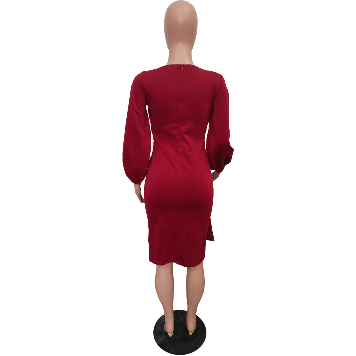 Women's Spring Solid Bodycon Chic Round Neck Dress 6