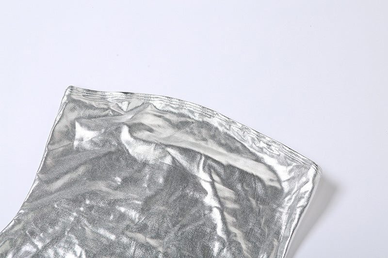 Women's Fashion Strapless Low Back Metallic Bodycon Dress 8