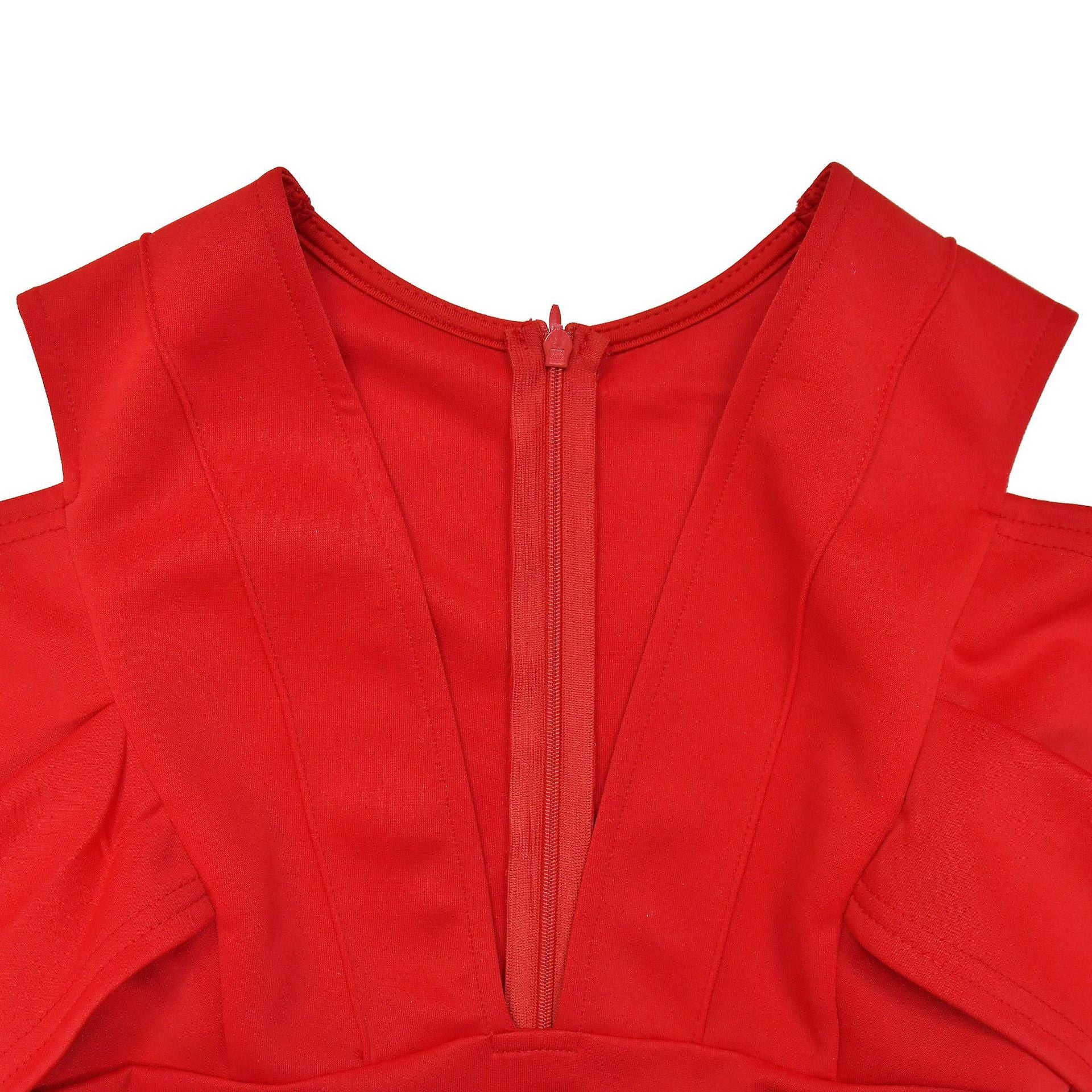 Women's Fashion Solid Color V-Neck Pleated Slit Maxi Dress 22