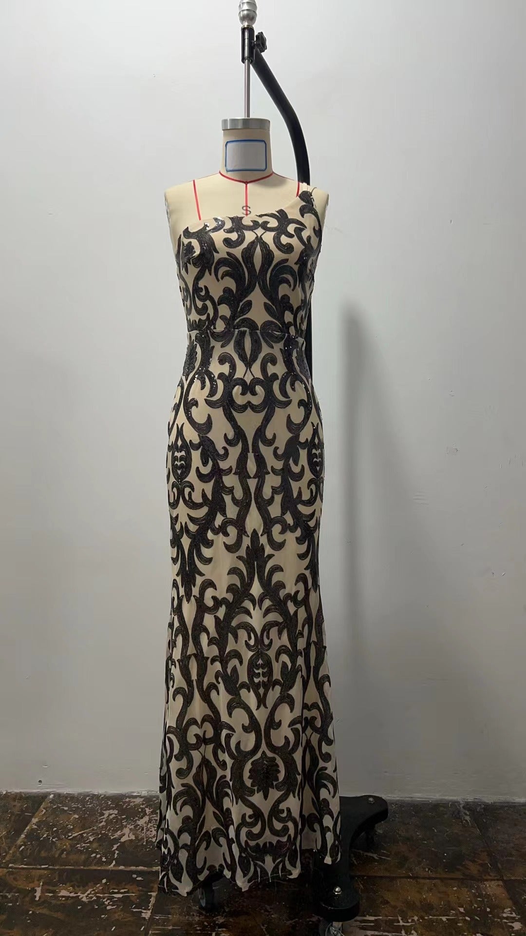 Women chic sequin sexy slash shoulder formal party evening dress 7