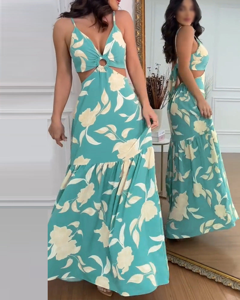 Women Floral Strap Maxi Dress 3