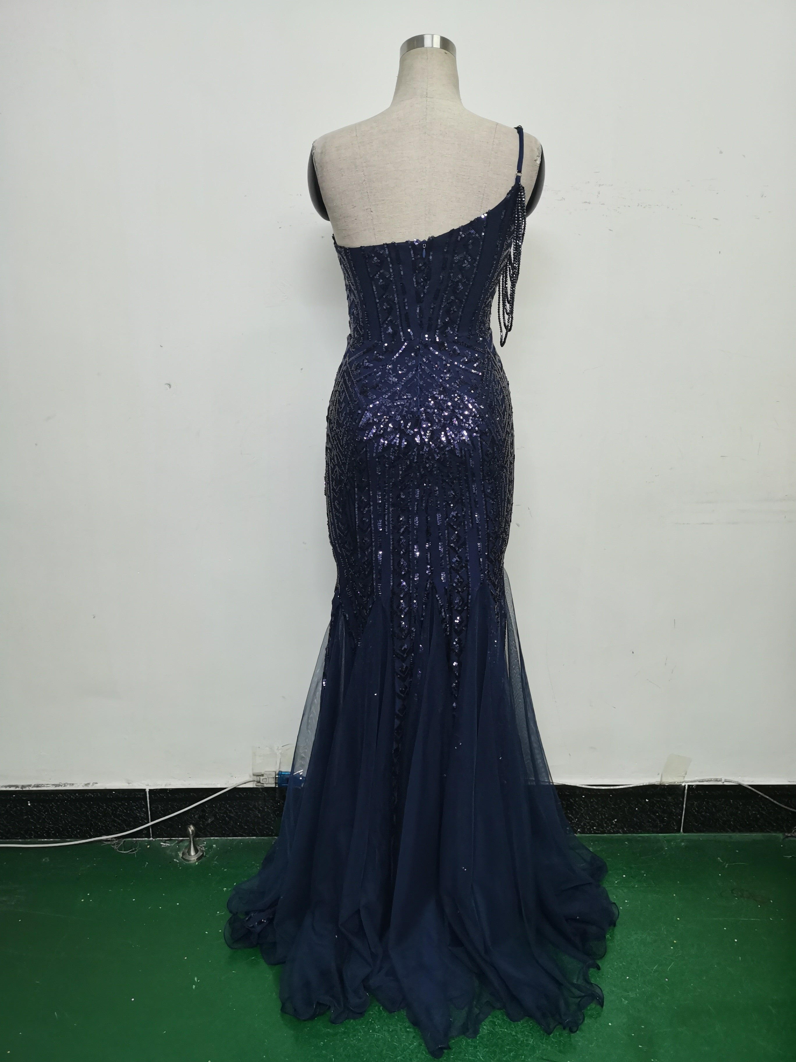 Women gift-ordered sequined mesh evening dress 33