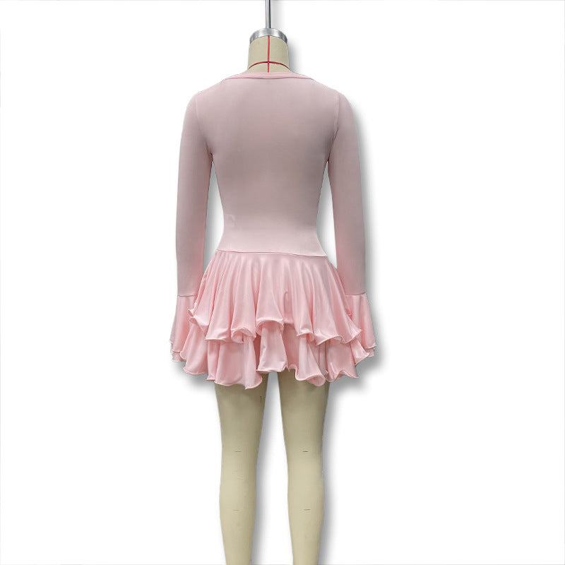 Summer Sexy Single-Button Bell Sleeve Slim Waist Mini Dress 28