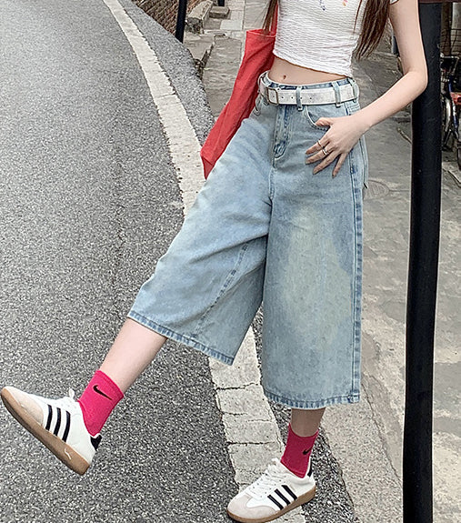 Women Loose Denim Wide Leg Shorts 7