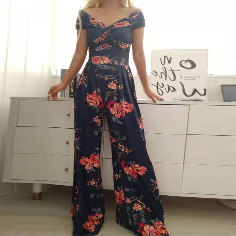 Summer Women's Fashion Chic Trendy Printed Wide Leg Jumpsuit 13