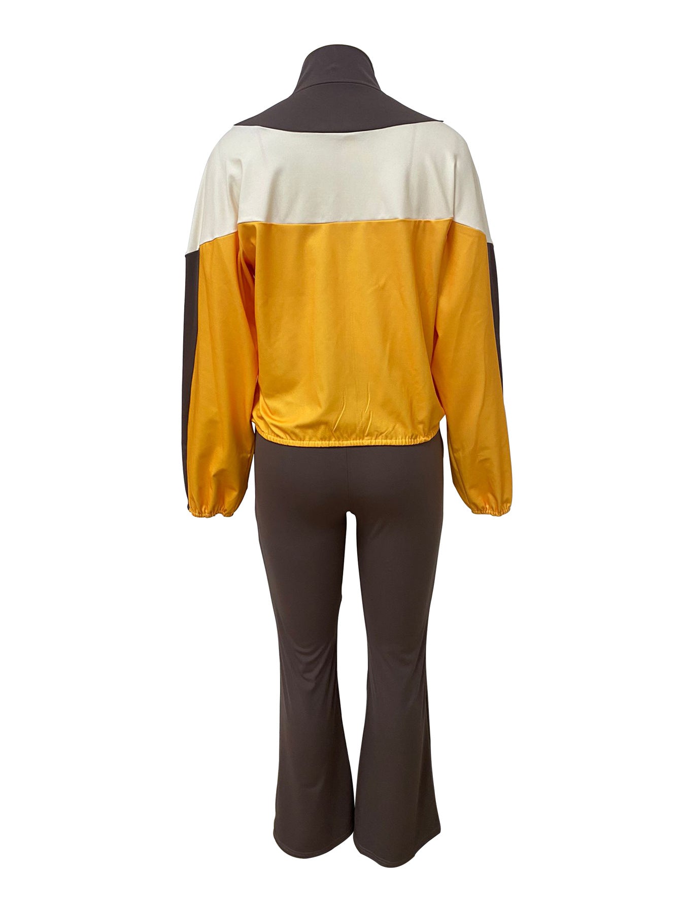 Autumn Winter Women's Fashion Contrast Color Zipper Two Piece Tracksuit 5