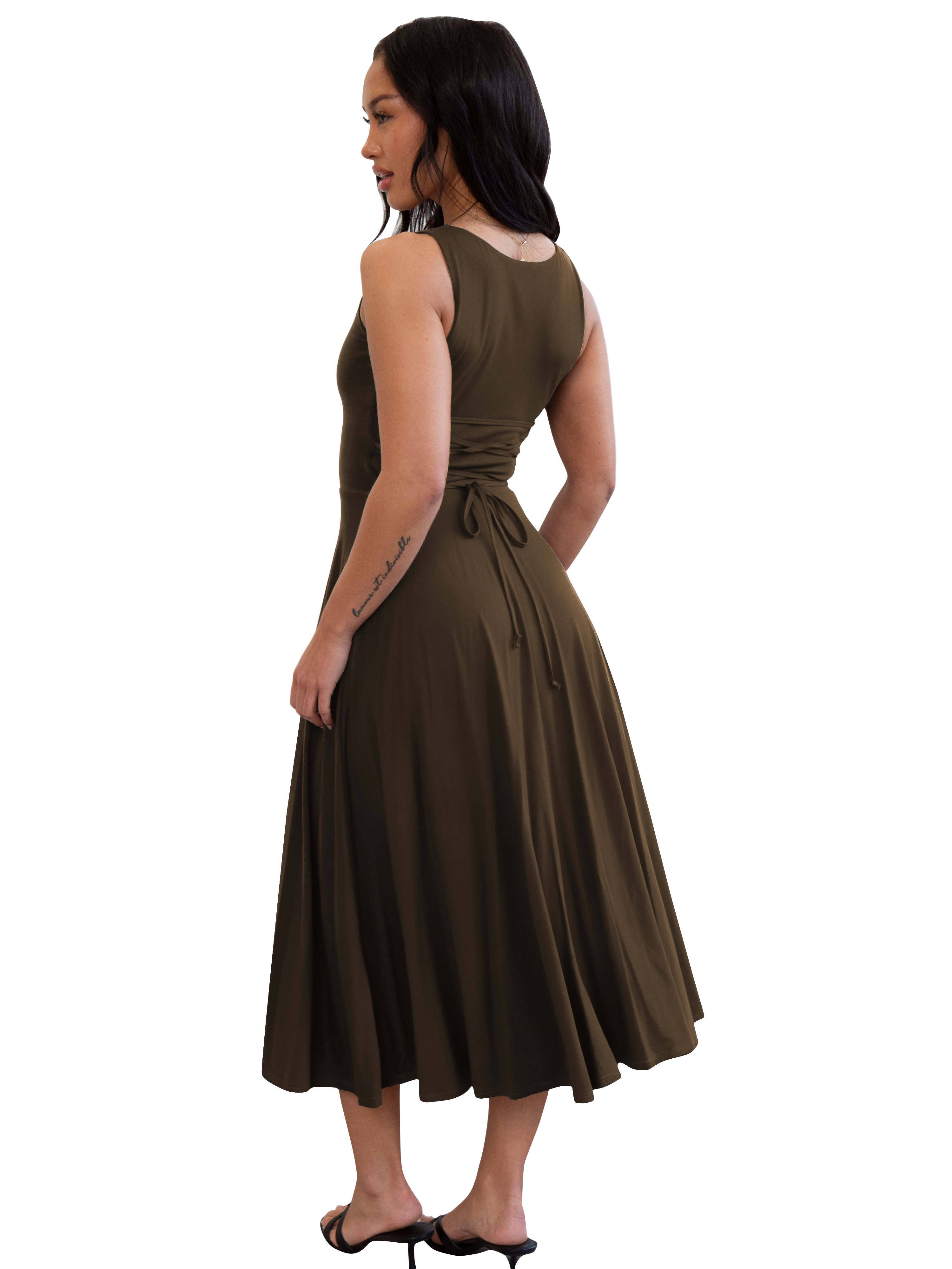 Women Solid Sleeveless Dress 19