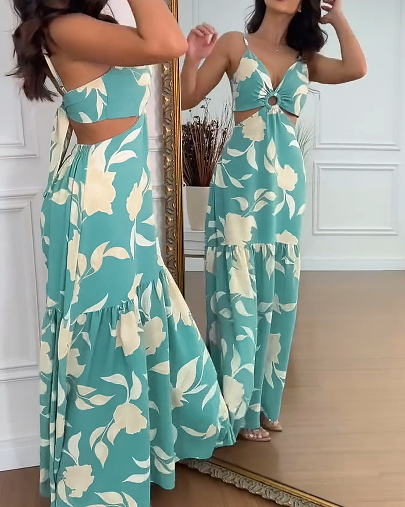 Women Floral Strap Maxi Dress 5