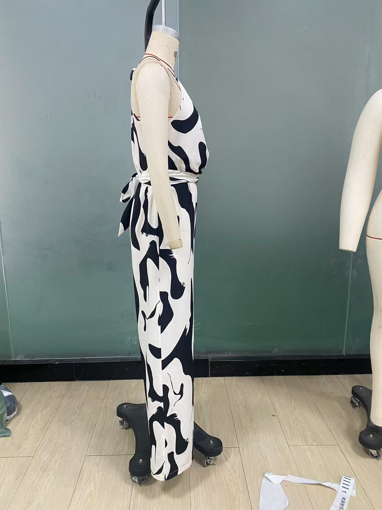 Spring/Summer Zebra Print Wide-Leg Jumpsuit 5