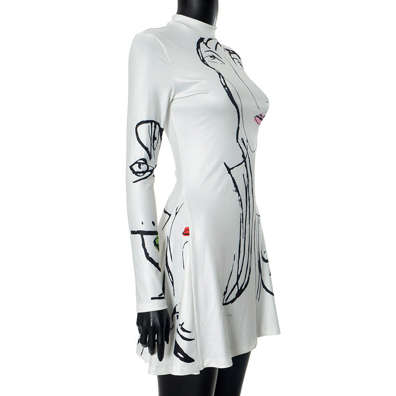 Women's Clothing Printing Casual Long-Sleeved Dress 4