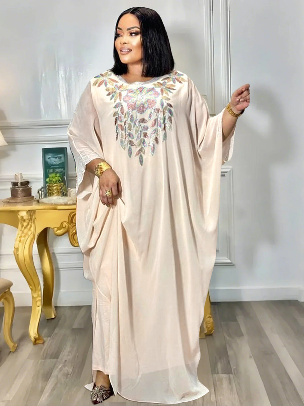 Muslim Robe Plus Size Women's African Two-Piece Dress Set 5