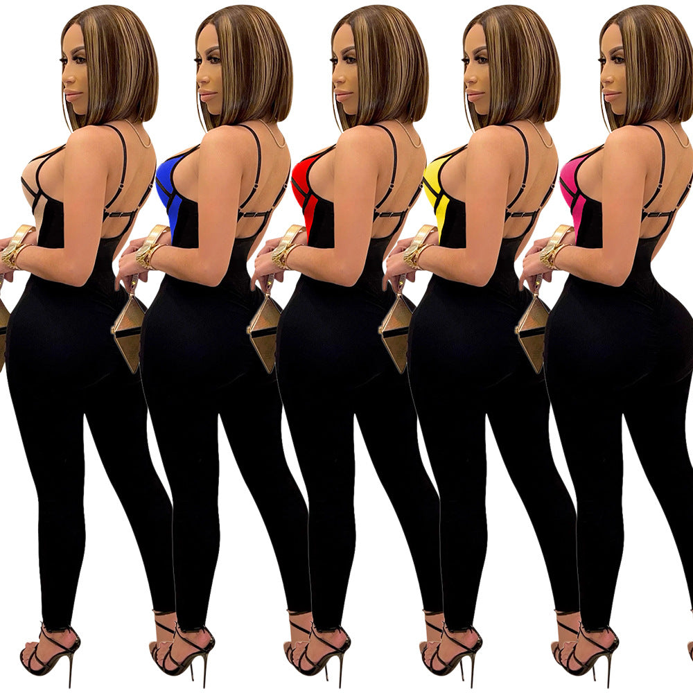 Autumn Women'S Fashion Sexy Strap Tight Fitting Women'S Jumpsuit