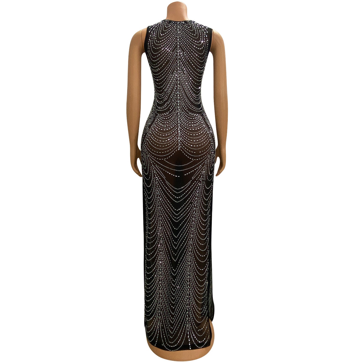 Autumn and Winter Women's Sexy See-Through Evening Beaded Nightclub Dress for Women 12