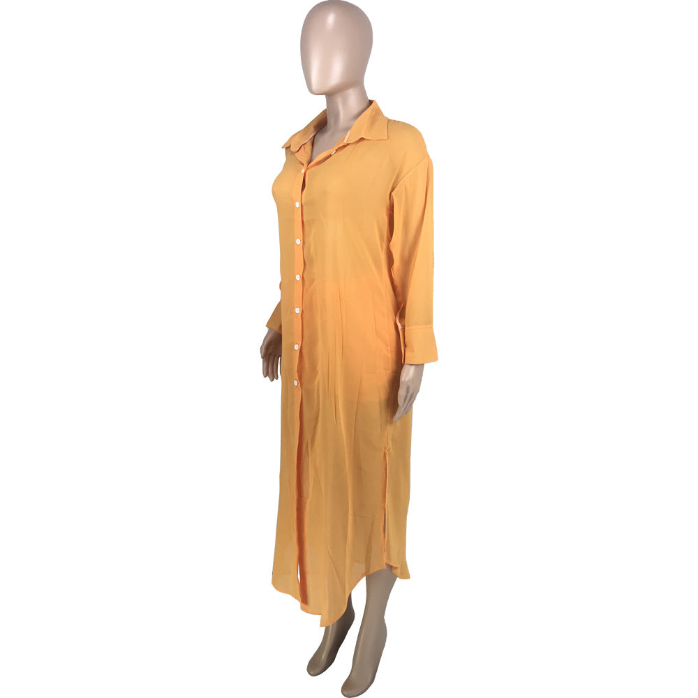 Women's Fashion Button Slit Casual Sexy See-Through Sun Protection Jacket And Shorts Two Piece Set 13