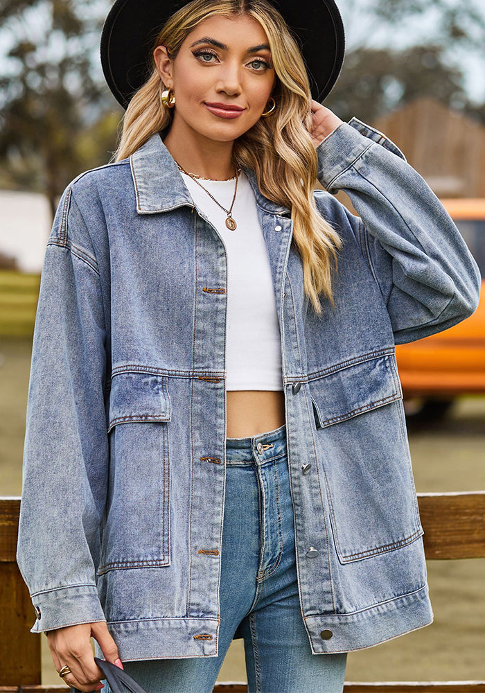 Women Retro Classic Loose Denim Casual Jacket