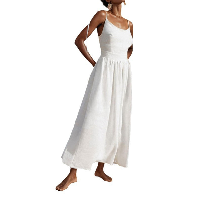 Women Spring elegant sexy Lace-Up Backless suspender dress 17