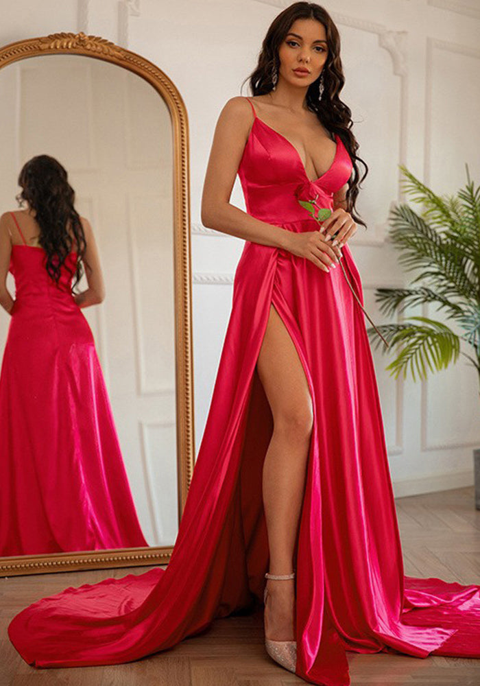 Women Sexy Strapless Slit Formal Party Evening Dress（Processing time need 3-6 days）