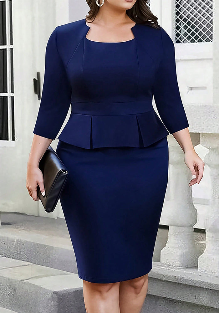 Plus Size Women's Solid Chic Elegant Fashion False Two-Piece Career Bodycon Dress