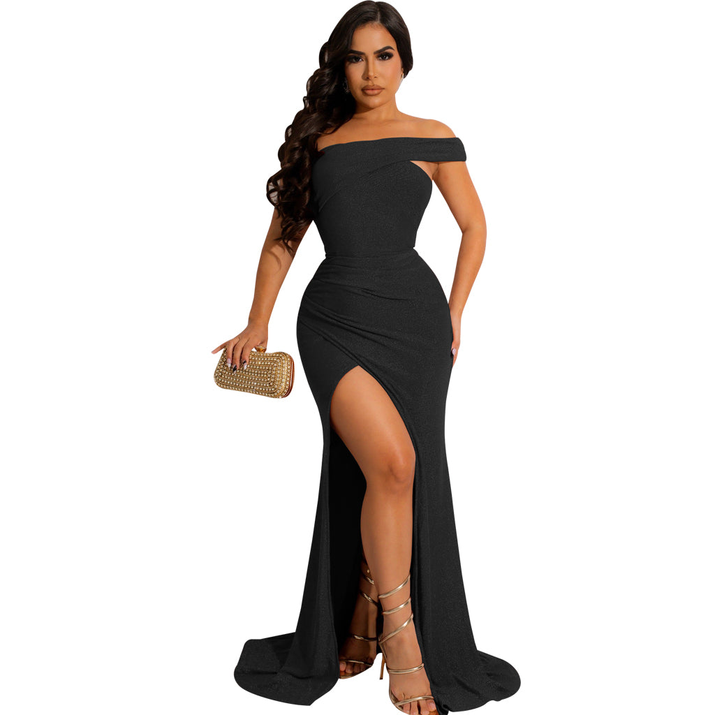 Sexy fashion nightclub wrap chest slit women's dress