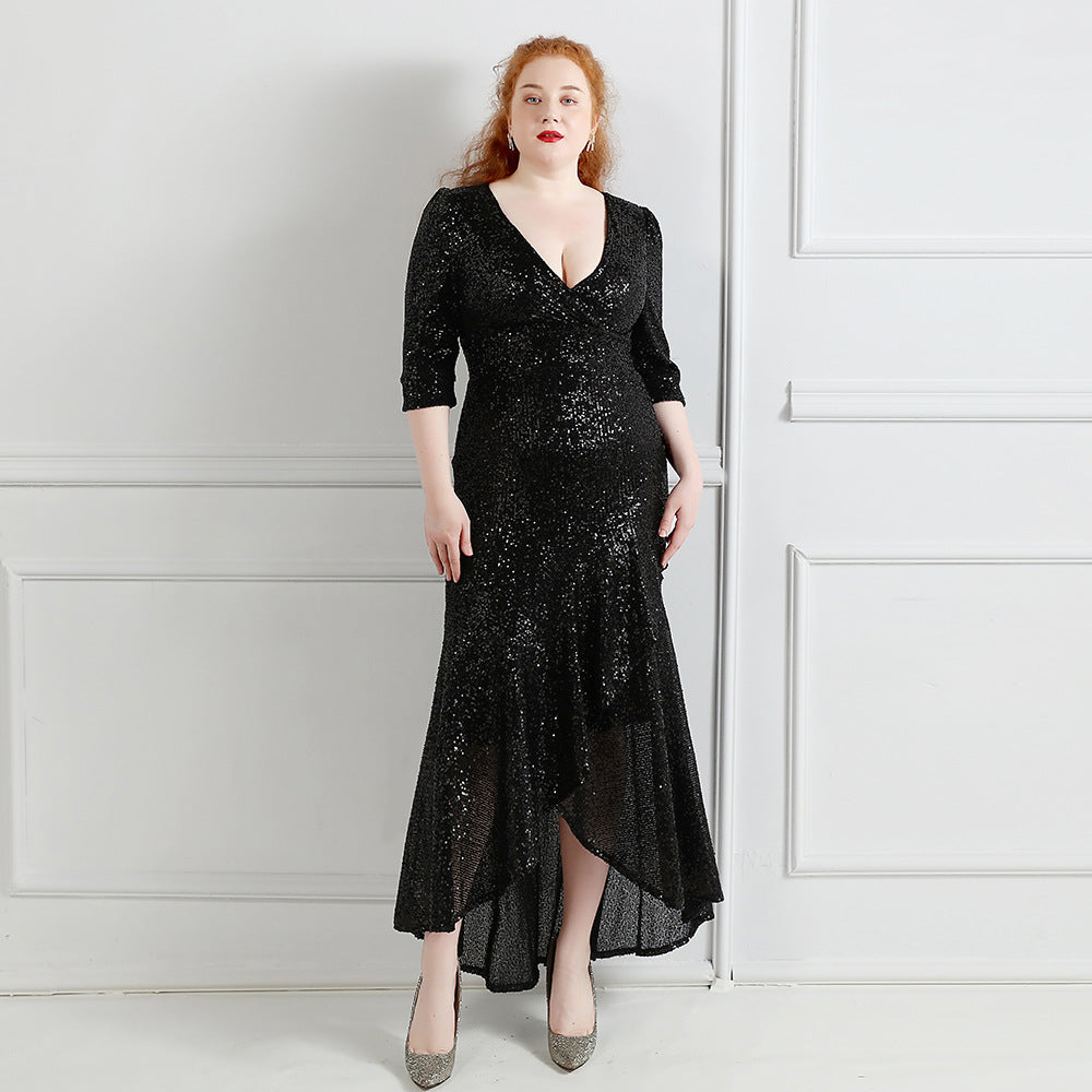 Spring and Summer Long Sequin Plus-Size Formal Party Evening Dress 8