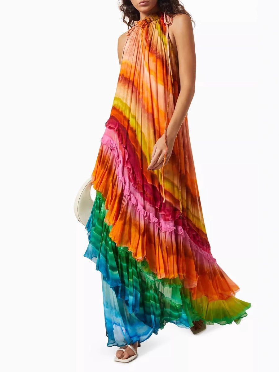 Fashion Print Sleeveless loose Tulle Puffy Cake Dress 4