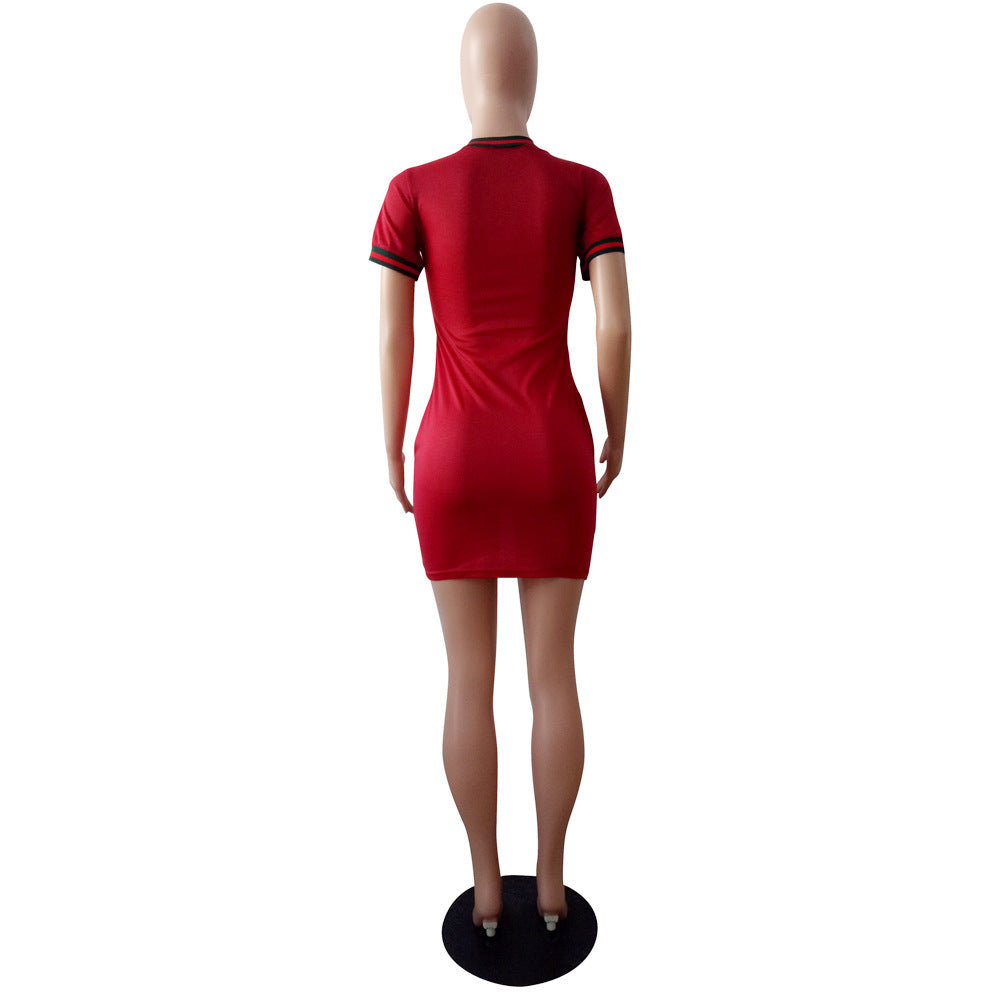 Women Summer Striped Letter Dress 23