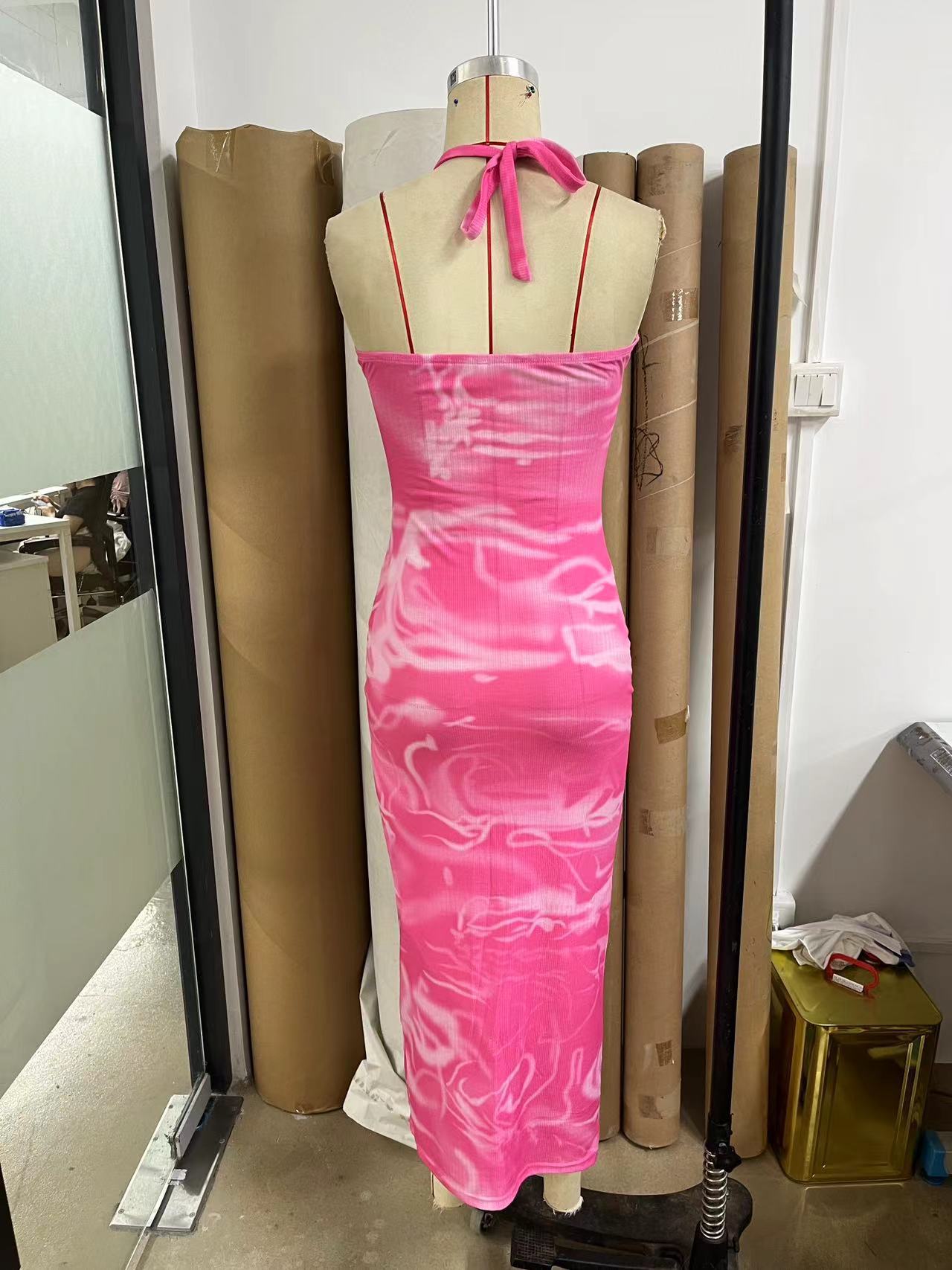 Halter Neck Low Back Tight Fitting Slim Sexy Women's Long Dress 6