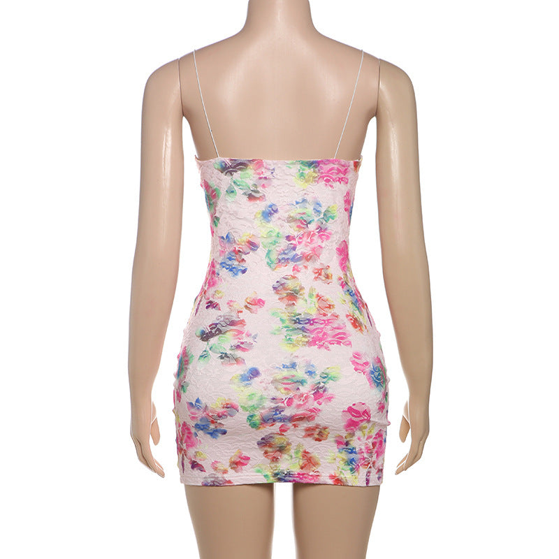 Fashion Sexy V-Neck Lace Patchwork Floral Strap Women's Dress 15