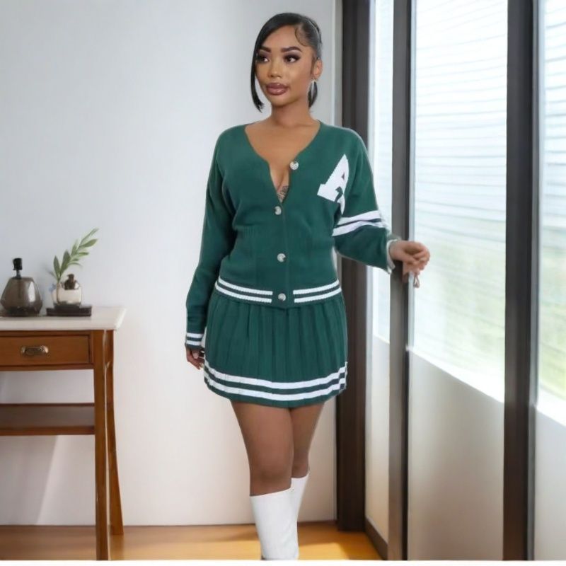 Women Puppy Embroidery Knitting Contrast Color Jacket Top 3