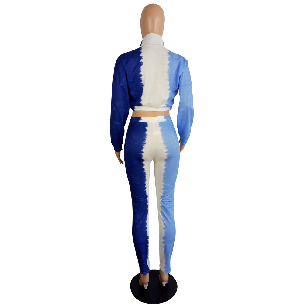 Women's Slim Fit Contrast Print Two-Piece Pants Set 12