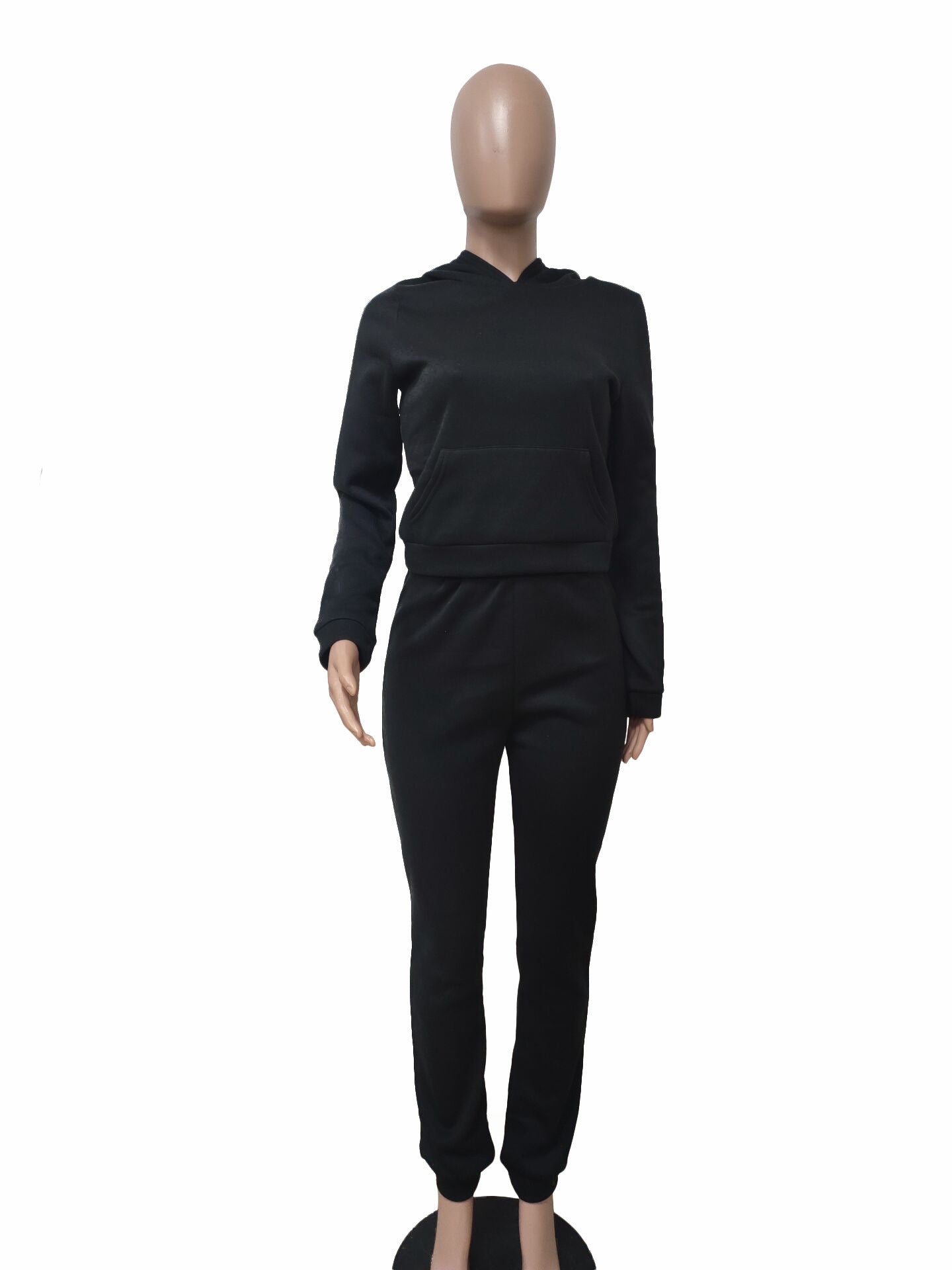 Women Fall/Winter Solid Hoodies and Pant Sport Two-Piece Set 21