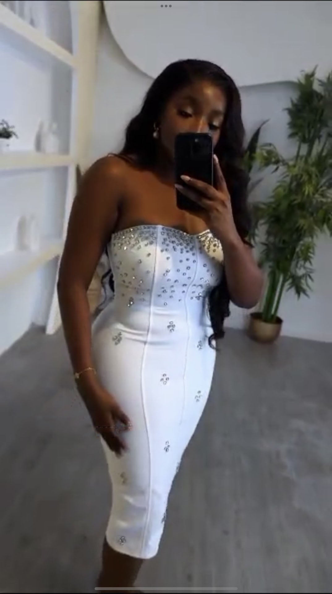 Women Strapless Sexy Backless Slit Diamond Bodycon Dress 6