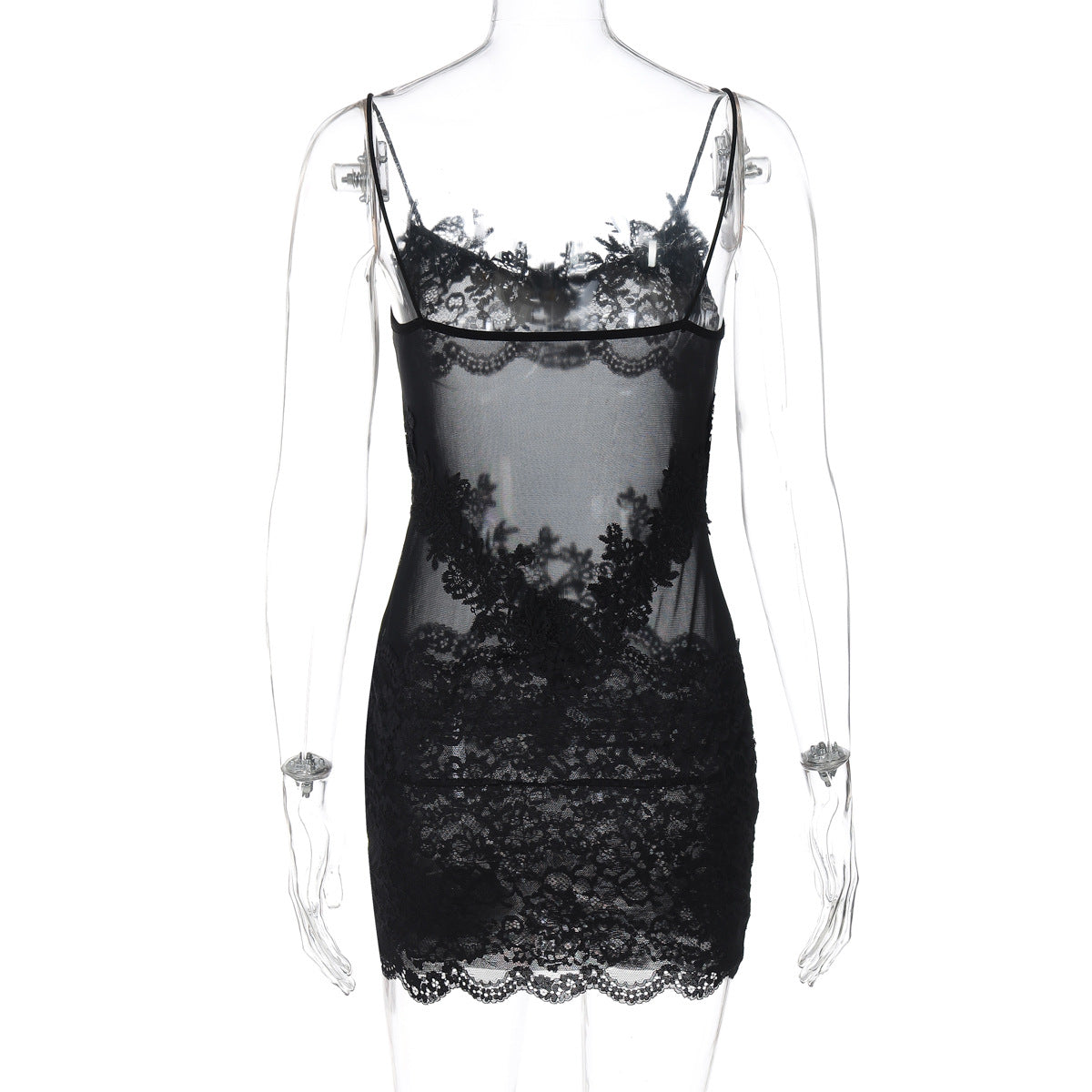 Women Sexy See-Through Lace Bodycon Dress 10