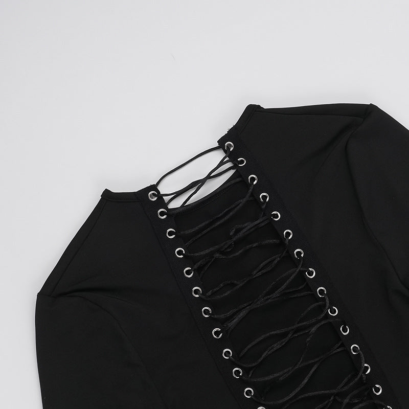 Autumn Long Sleeve Lace-Up Sexy Bodycon Dress 8