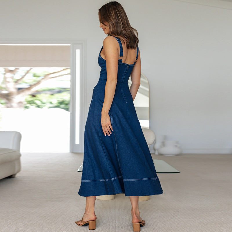 Women Summer Casual Suspender Maxi Dress 3